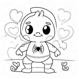 Cute Spiderman With Hearts Coloring Page 41084-32455