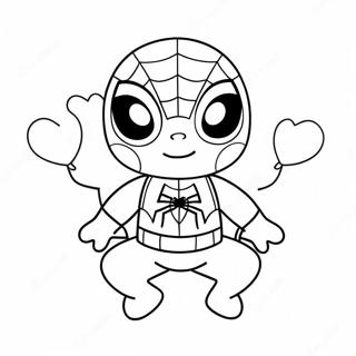 Cute Spiderman With Hearts Coloring Page 41084-32456