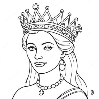 Elegant Queen With Crown Coloring Page 4111-3271