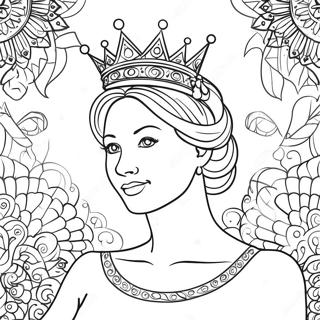 Elegant Queen With Crown Coloring Page 4111-3272