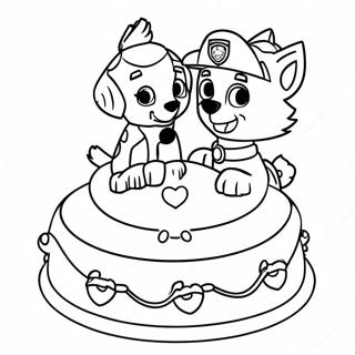 Paw Patrol Birthday Cake Coloring Page 41174-32546