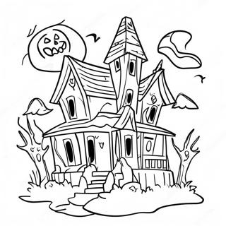 Spooky Haunted House Halloween Coloring Page 41234-32589