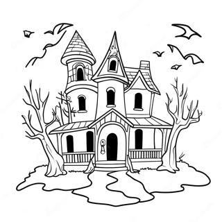 Spooky Haunted House Halloween Coloring Page 41234-32591