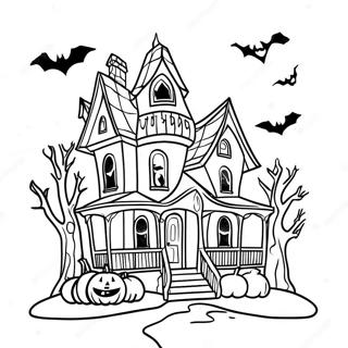 Spooky Haunted House Halloween Coloring Page 41234-32592