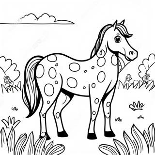 Spotted Appaloosa Horse In Meadow Coloring Page 41284-32621