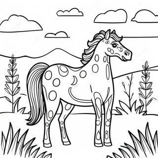 Spotted Appaloosa Horse In Meadow Coloring Page 41284-32623