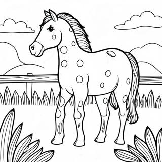 Spotted Appaloosa Horse In Meadow Coloring Page 41284-32624