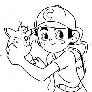 Ash Ketchum Catching Pikachu Coloring Page 41294-32618