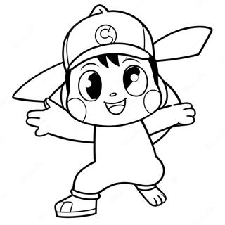 Ash Ketchum Catching Pikachu Coloring Page 41294-32619