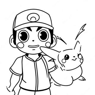 Ash Ketchum Catching Pikachu Coloring Page 41294-32620