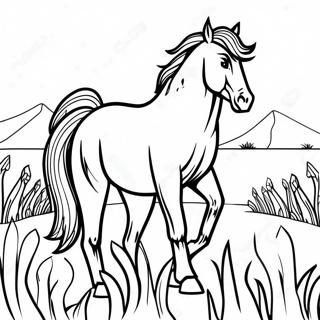 Wild Mustang Horse In A Pasture Coloring Page 41494-32825