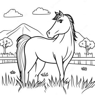 Wild Mustang Horse In A Pasture Coloring Page 41494-32826