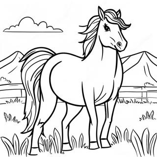 Wild Mustang Horse In A Pasture Coloring Page 41494-32827