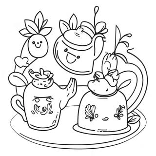 Charming Tea Party Coloring Page 41604-32874