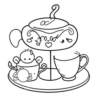 Charming Tea Party Coloring Page 41604-32875