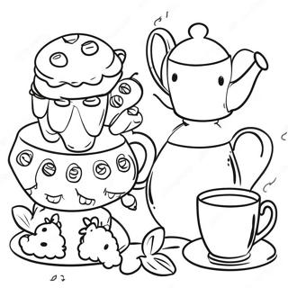 Charming Tea Party Coloring Page 41604-32876