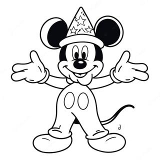 Magical Sorcerer Mickey With Stars Coloring Page 41704-32958