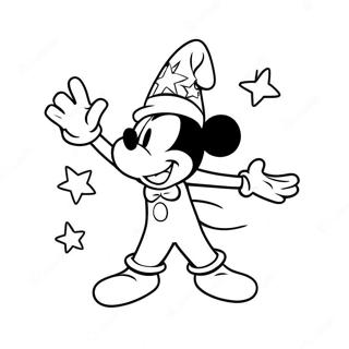 Magical Sorcerer Mickey With Stars Coloring Page 41704-32959