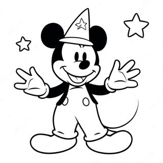 Magical Sorcerer Mickey With Stars Coloring Page 41704-32960