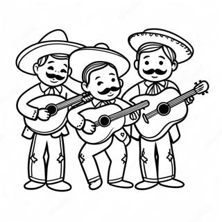 Colorful Mariachi Band Playing Instruments Coloring Page 41734-58857