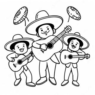 Colorful Mariachi Band Playing Instruments Coloring Page 41734-58858