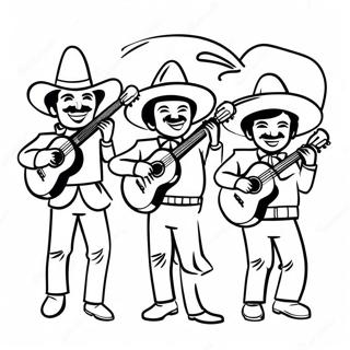 Colorful Mariachi Band Playing Instruments Coloring Page 41734-58859