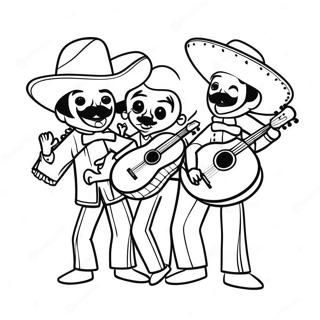 Colorful Mariachi Band Playing Instruments Coloring Page 41734-58860