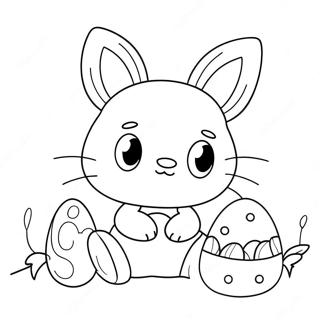 Hello Kitty Easter Bunny Coloring Page 41823-33064