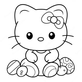 Hello Kitty With Colorful Eggs Coloring Page 41824-33041