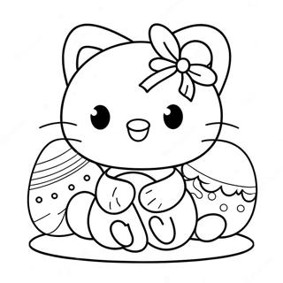 Hello Kitty With Colorful Eggs Coloring Page 41824-33042