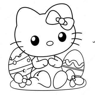 Hello Kitty With Colorful Eggs Coloring Page 41824-33043