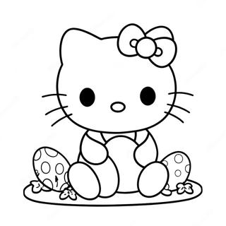 Hello Kitty With Colorful Eggs Coloring Page 41824-33044