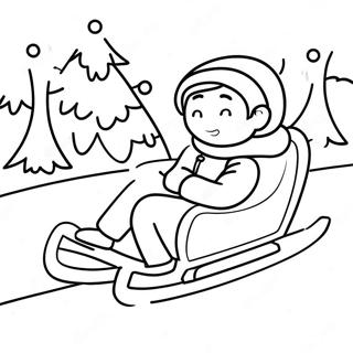 Sledding Fun In The Snow Coloring Page 41873-33089