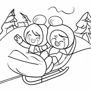 Sledding Fun In The Snow Coloring Page 41873-33090