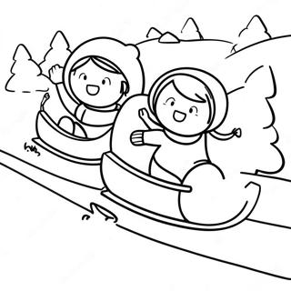 Sledding Fun In The Snow Coloring Page 41873-33091