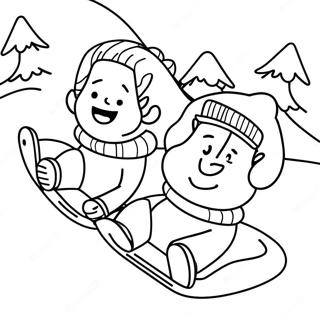 Sledding Fun In The Snow Coloring Page 41873-33092