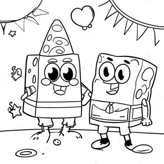 Spongebob And Patrick Birthday Party Coloring Page 41894-33105