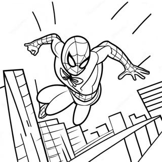 Spiderman 2099 Swinging Through City Coloring Page (4201-3346)