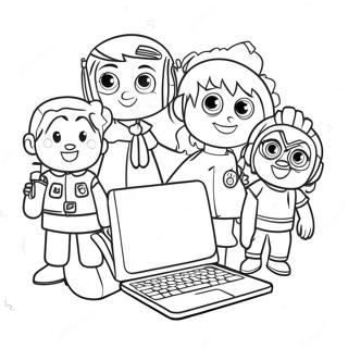 Colorful Internet Safety Characters Coloring Page 42024-33199