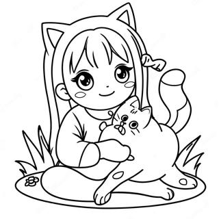 Komi Shouko With Cute Cat Coloring Page 42124-33301