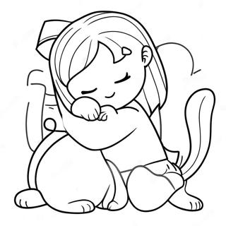 Komi Shouko With Cute Cat Coloring Page 42124-33302