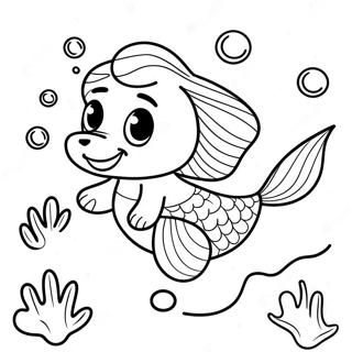 Playful Mermaid Dog Underwater Scene Coloring Page 42234-33394