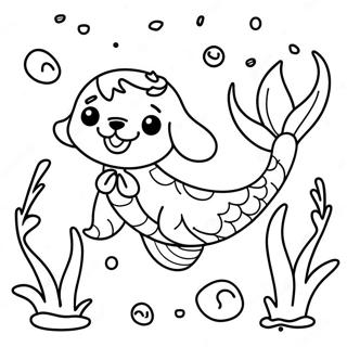 Playful Mermaid Dog Underwater Scene Coloring Page 42234-33396