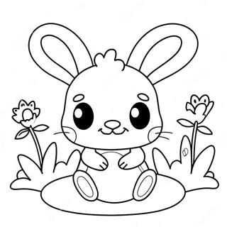 Cute Pink Bunny Girl With Flowers Coloring Page 42304-33430