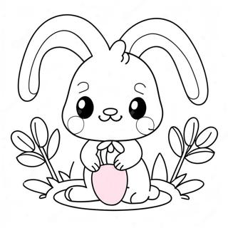 Cute Pink Bunny Girl With Flowers Coloring Page 42304-33432