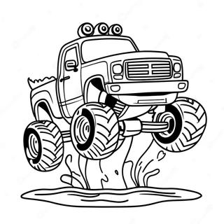 Monster Mud Truck Splashing Through Puddles Coloring Page 42414-33522