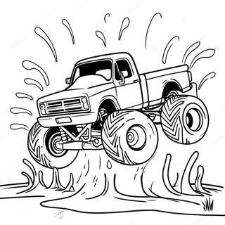 Monster Mud Truck Splashing Through Puddles Coloring Page 42414-33523