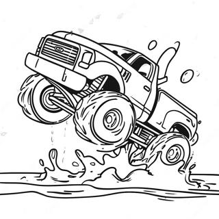 Monster Mud Truck Splashing Through Puddles Coloring Page 42414-33524