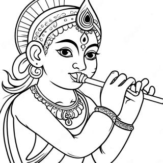 Krishna Playing Flute Coloring Page 42444-33565