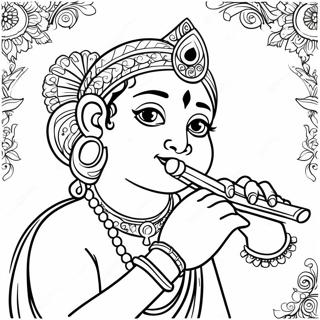 Krishna Playing Flute Coloring Page 42444-33566